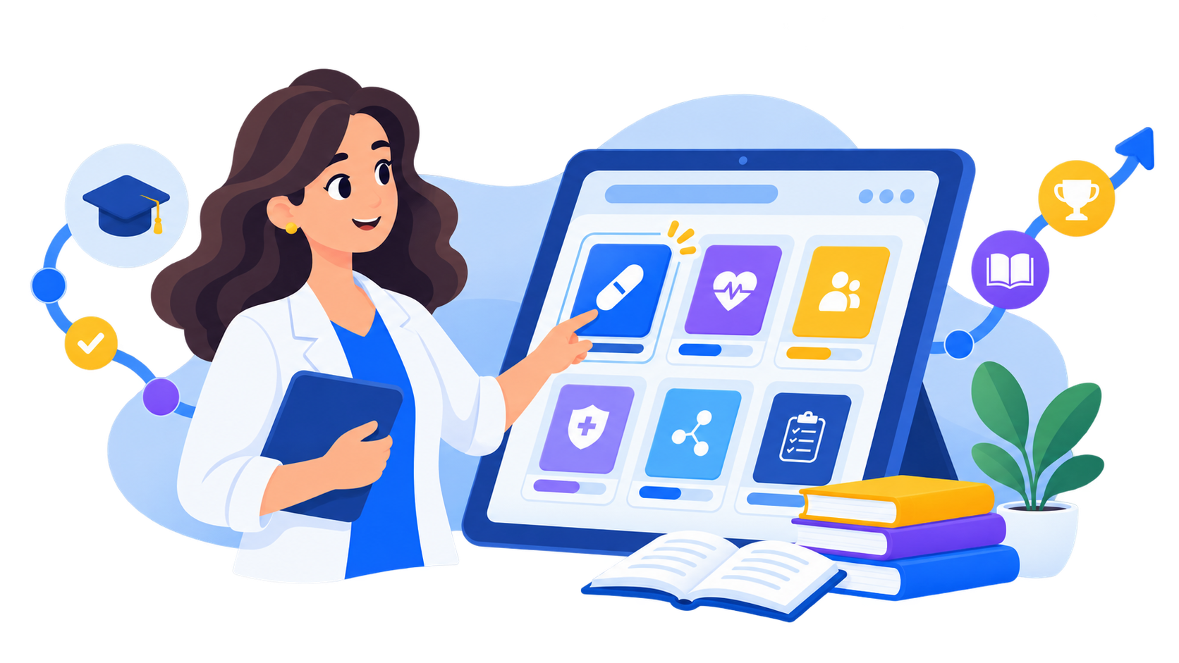 Profesional aprendiendo a usar herramientas digitales de salud