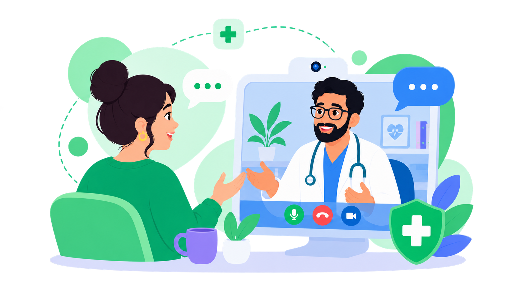 Paciente conversando en línea con un médico